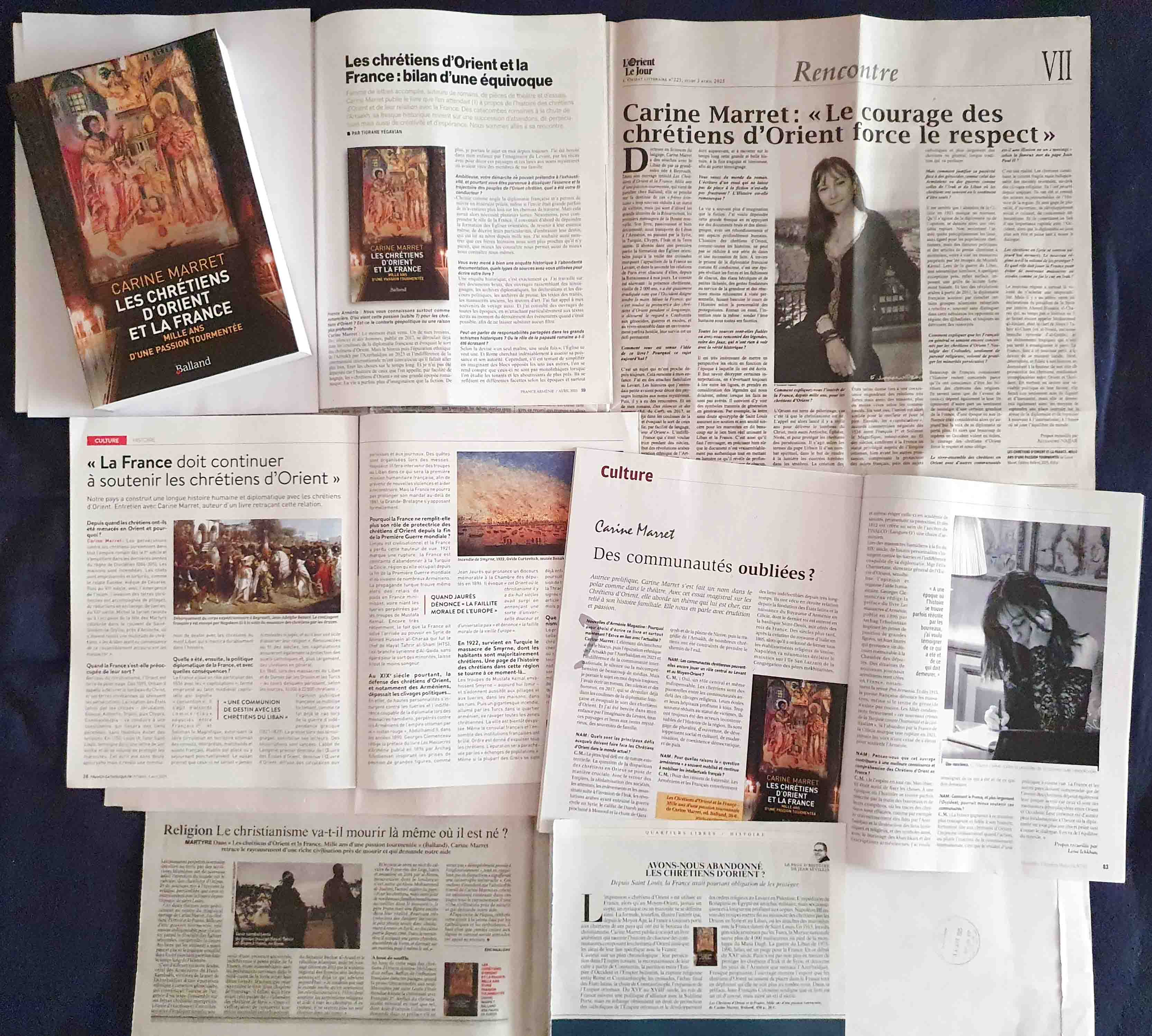 Carine Marret Les chrétiens d'Orient et la France mille ans d'une passion tourmentée Jérusalem Terre sainte Liban Syrie Irak Arménie histoire géopolitique Figaro JDD L'Orient Littéraire médias